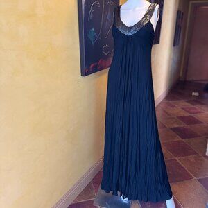 Vintage Sweetees Black Maxi Dress w/ Gunmetal Sequin Bodice – Size Small